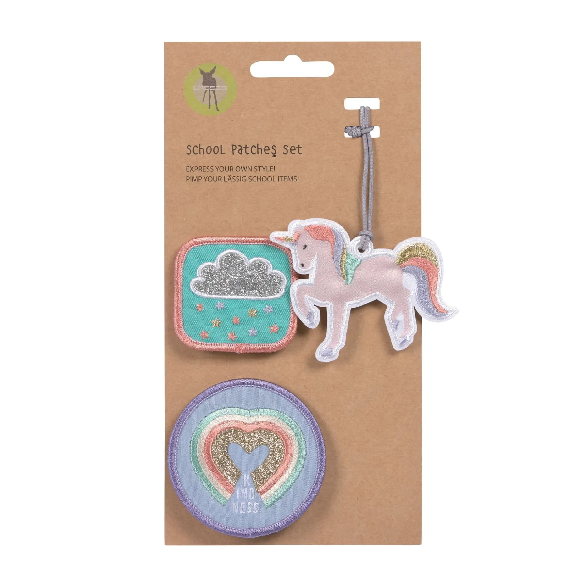Anhänger & Patches - Schul Set Unique, Unicorn glitter