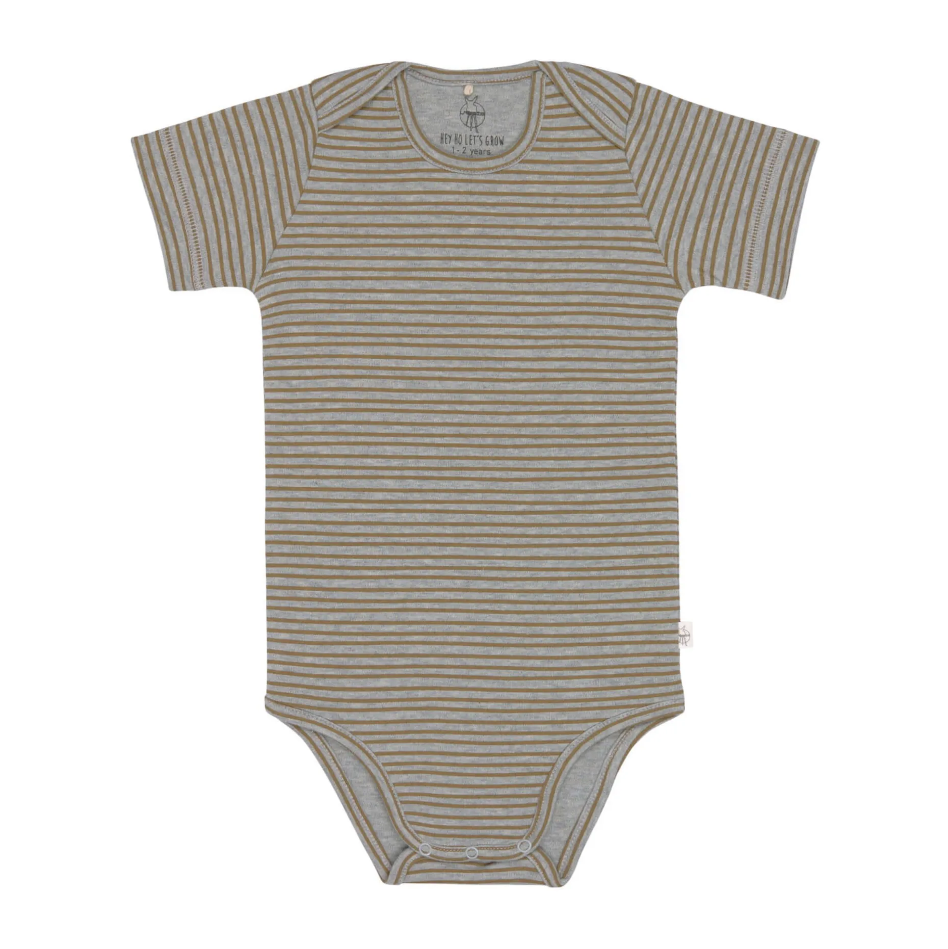 Baby Body kurzarm - Bio Baumwolle, Streifen, Grau meliert