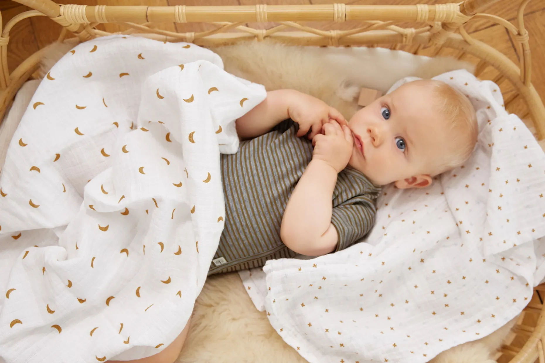 Baby Body kurzarm - Bio Baumwolle, Streifen, Grau meliert
