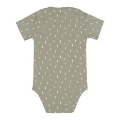 Baby Body kurzarm - Bio Baumwolle, Striche, Oliv
