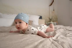 Baby Body kurzarm - Bio Baumwolle, Rechtecke, Weiß
