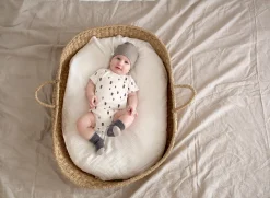 Baby Body kurzarm - Bio Baumwolle, Rechtecke, Weiß