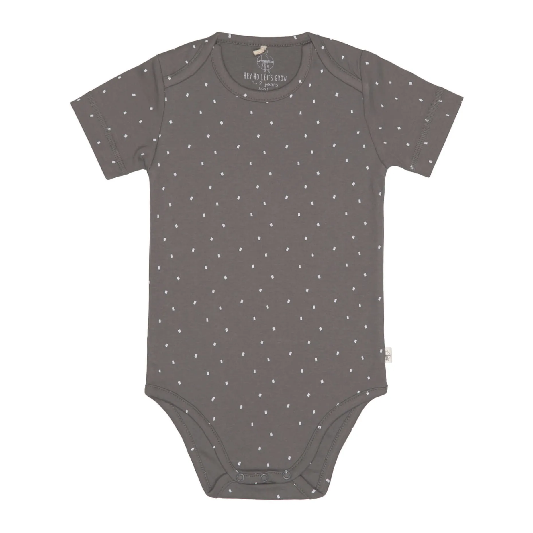 Baby Body kurzarm - Bio Baumwolle, Punkte, Anthrazit