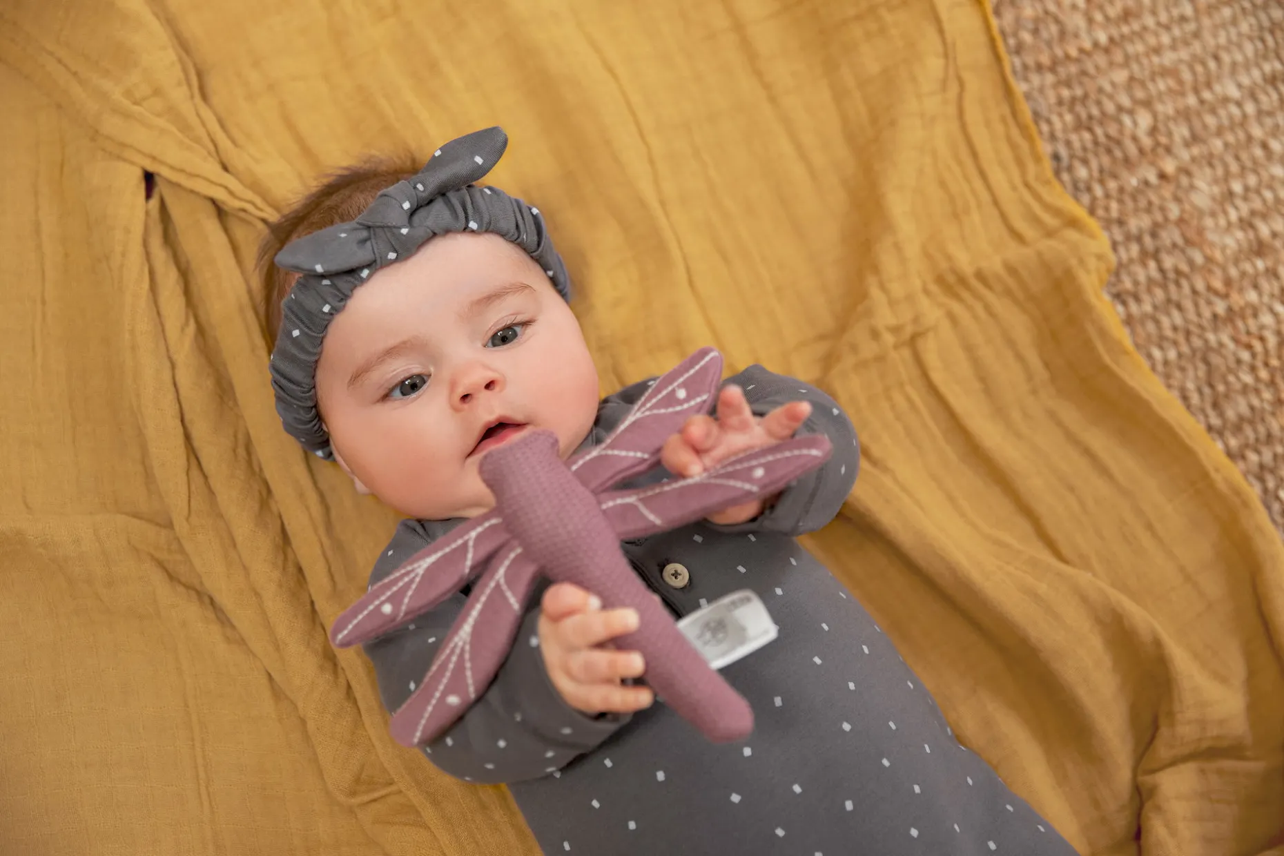 Baby Body kurzarm - Bio Baumwolle, Punkte, Anthrazit