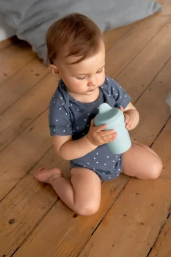 Baby Body kurzarm - Bio Baumwolle, Dreiecke, Blau