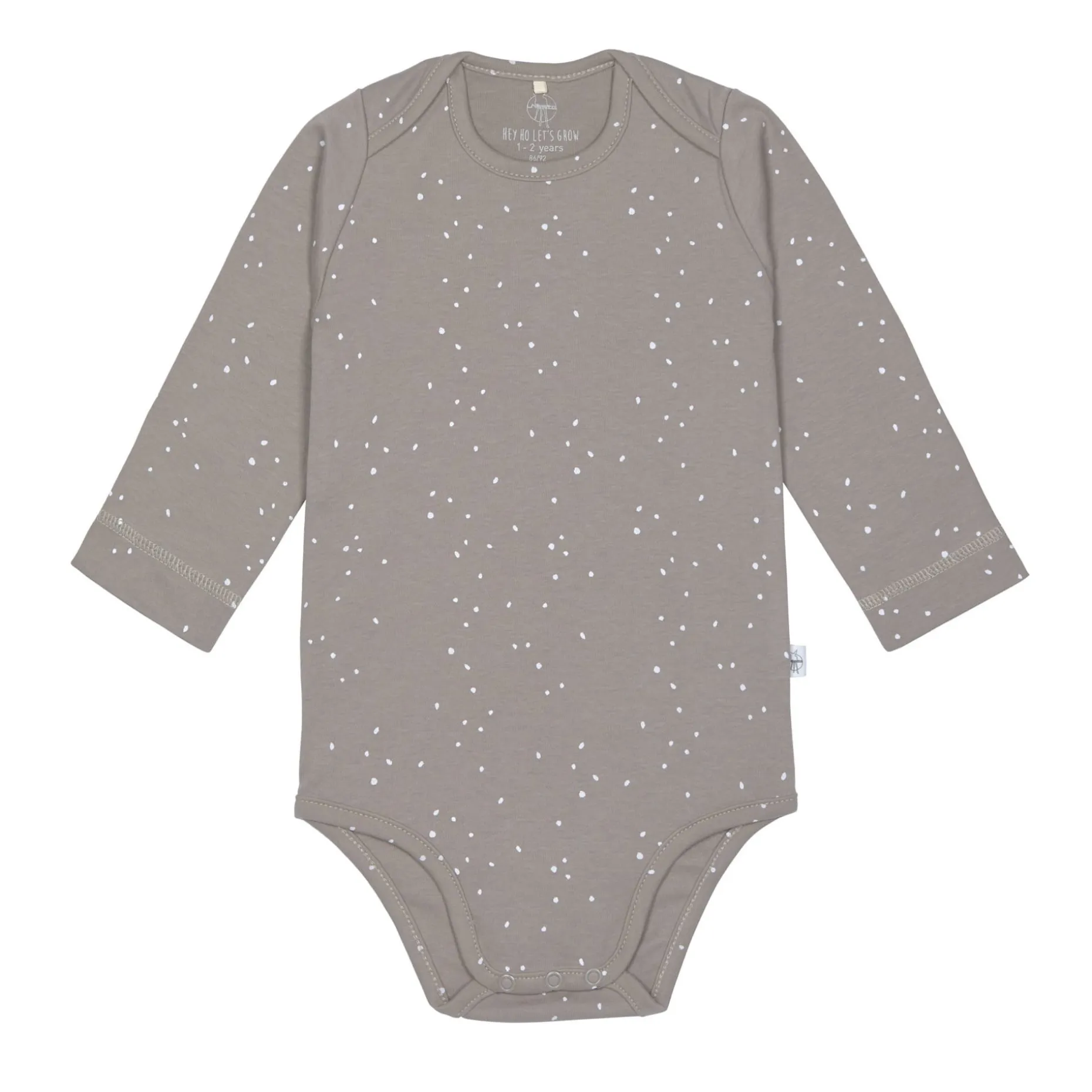 Baby Body langarm - Bio Baumwolle, Punkte, Taupe