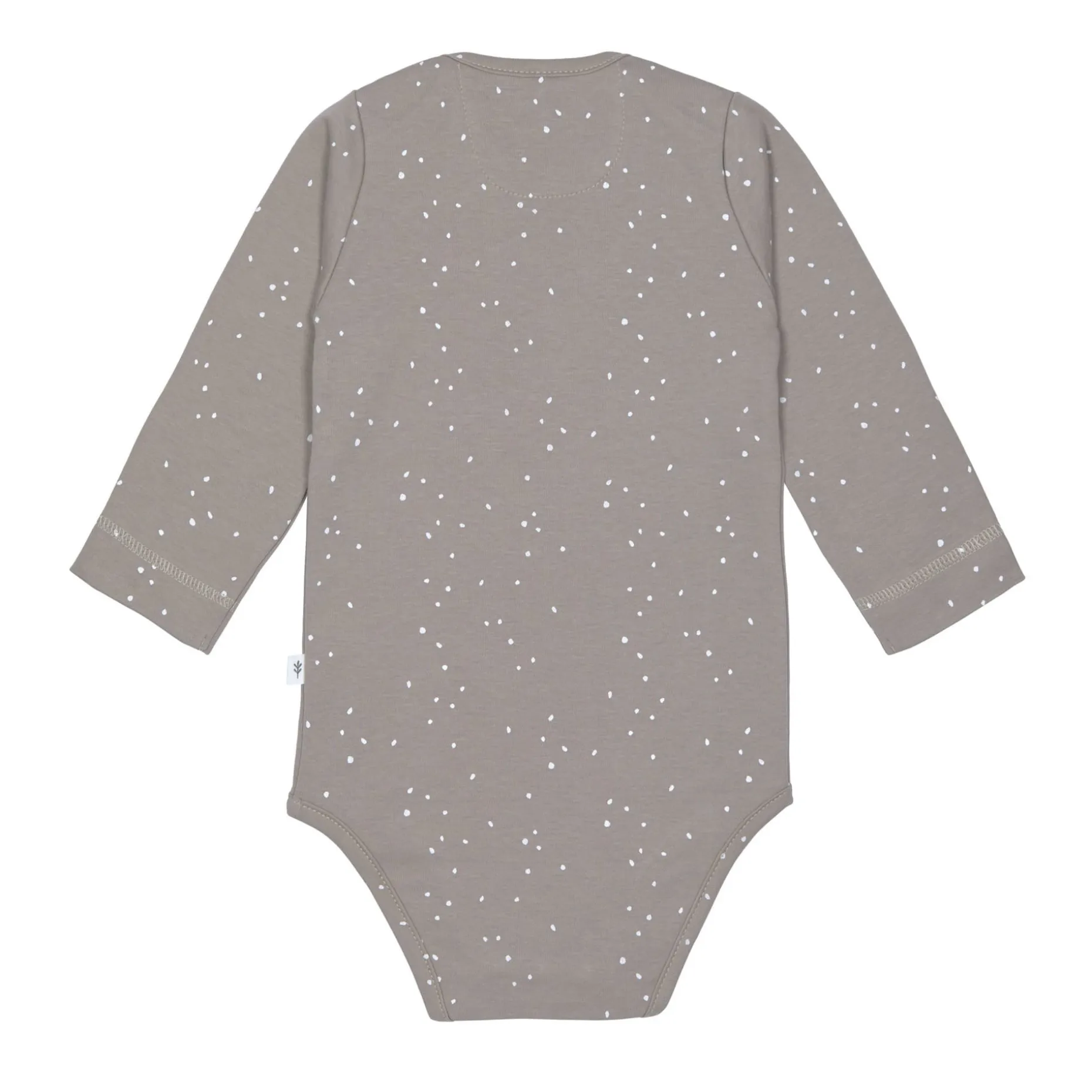 Baby Body langarm - Bio Baumwolle, Punkte, Taupe