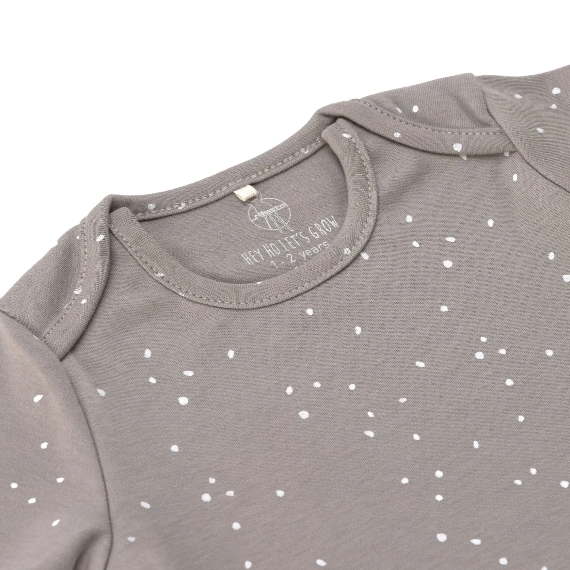 Baby Body langarm - Bio Baumwolle, Punkte, Taupe