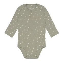Baby Body langarm - Bio Baumwolle, Striche, Oliv