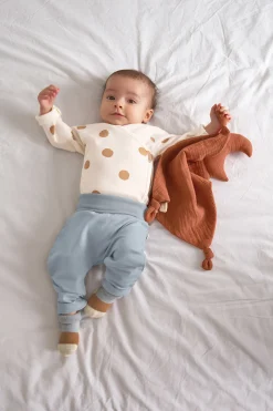 Baby Body langarm - Bio Baumwolle, Punkte, Weiß