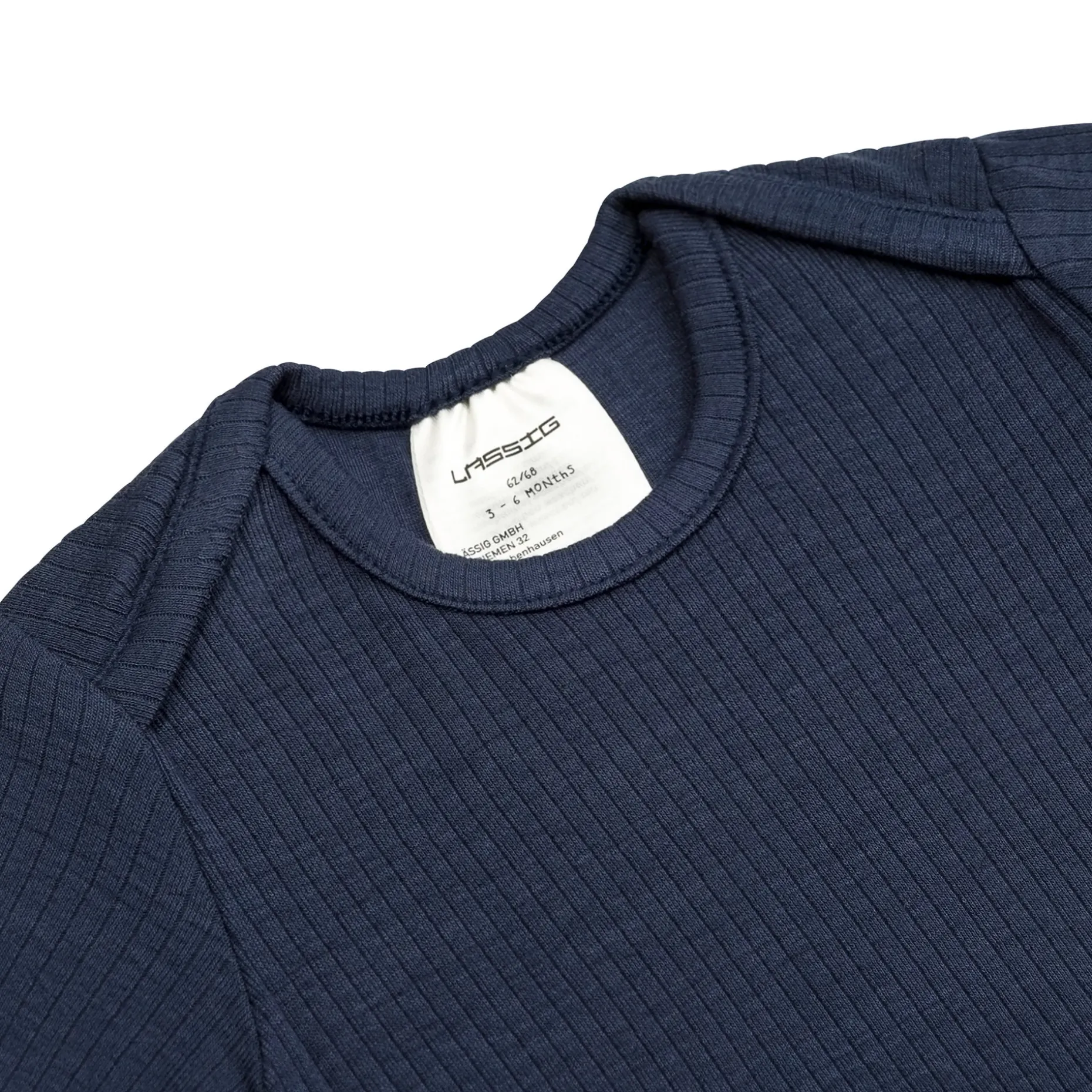 Baby Body Langarm - gerippt, Blau