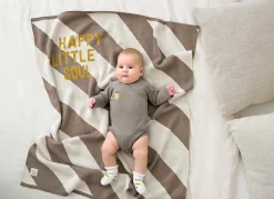 Babydecke - Bio Baumwolle, Gestreift Nature Taupe
