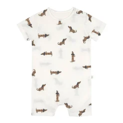 Baby Jumpsuit - Bio Baumwolle, Hund, Beige