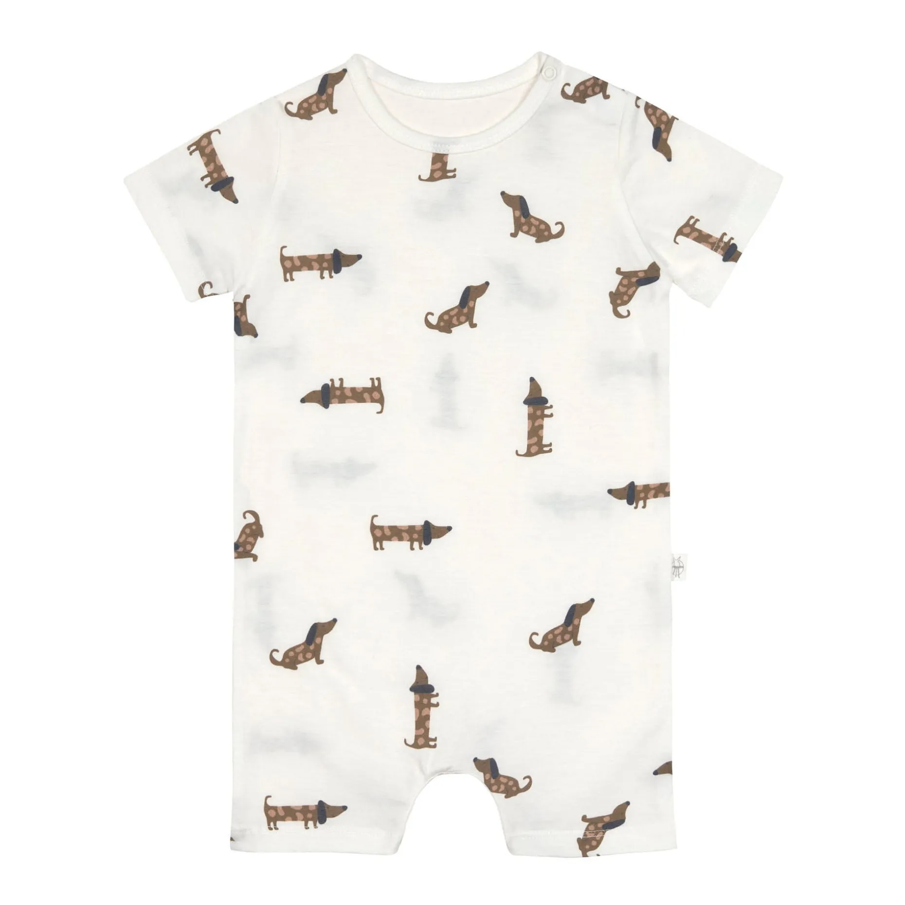 Baby Jumpsuit - Bio Baumwolle, Hund, Beige
