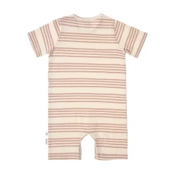 Baby Jumpsuit - Bio Baumwolle, Streifen, Beige