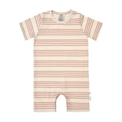 Baby Jumpsuit - Bio Baumwolle, Streifen, Beige
