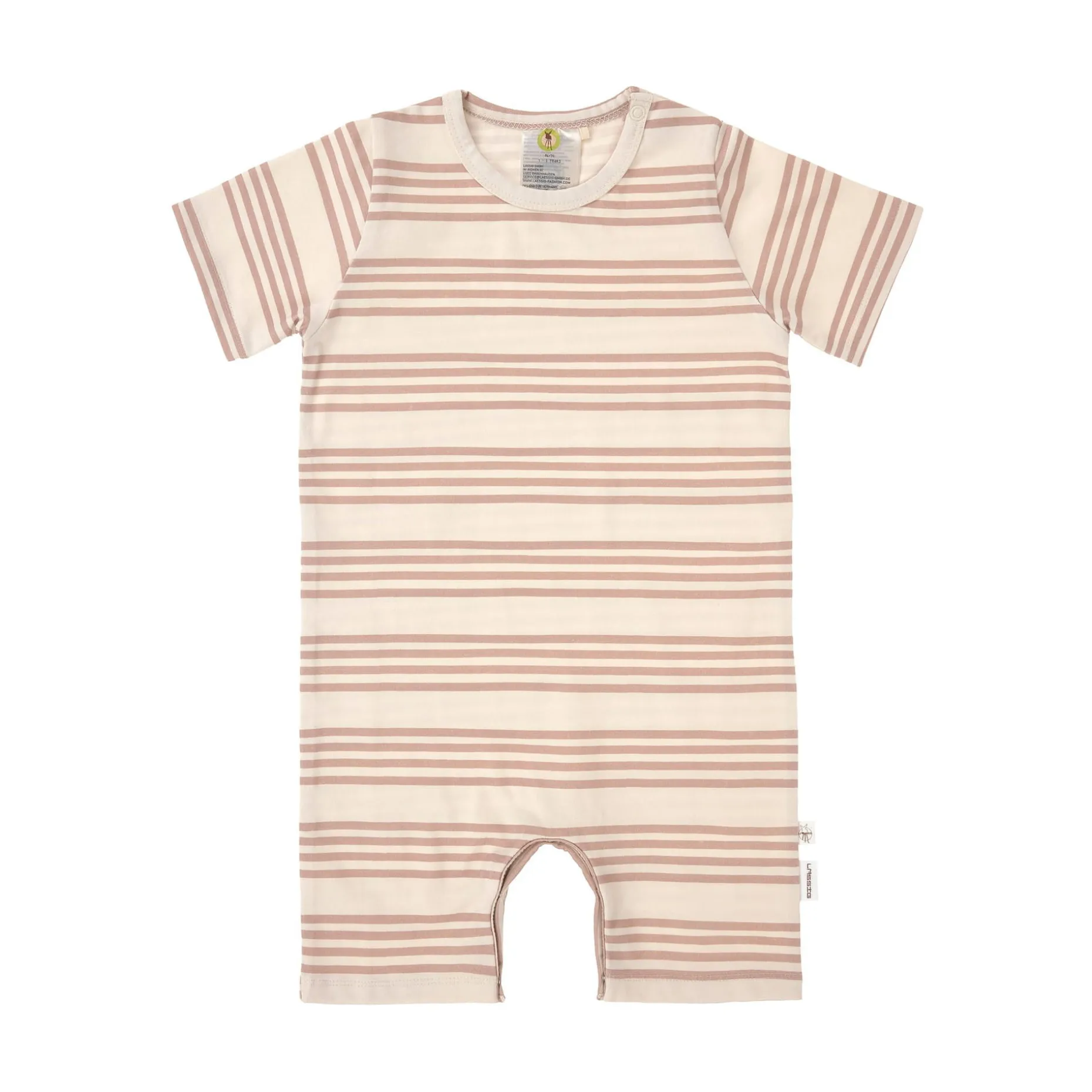 Baby Jumpsuit - Bio Baumwolle, Streifen, Beige