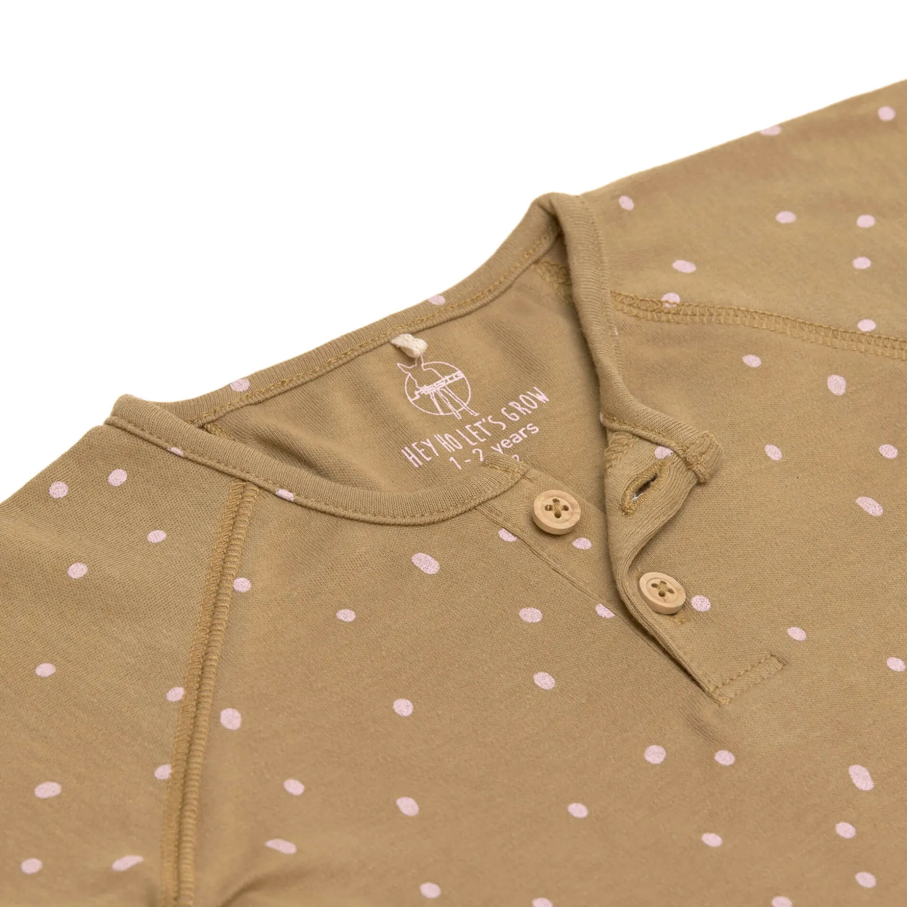 Baby Langarmshirt - Bio Baumwolle, Dots, Curry