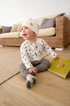 Baby Langarmshirts - Bio Baumwolle, Bricks, Milky