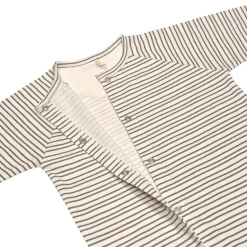 Baby Schlafanzug mit Füßen - Bio Baumwolle, Striped, Grau