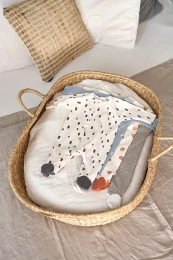 Baby Schlafanzug mit Füßen - Bio Baumwolle, Bricks, Weiß