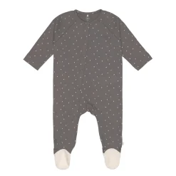 Baby Schlafanzug mit Füßen - Bio Baumwolle, Spots, Anthrazit
