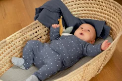 Baby Schlafanzug mit Füßen - Bio Baumwolle, Triangle, Blau
