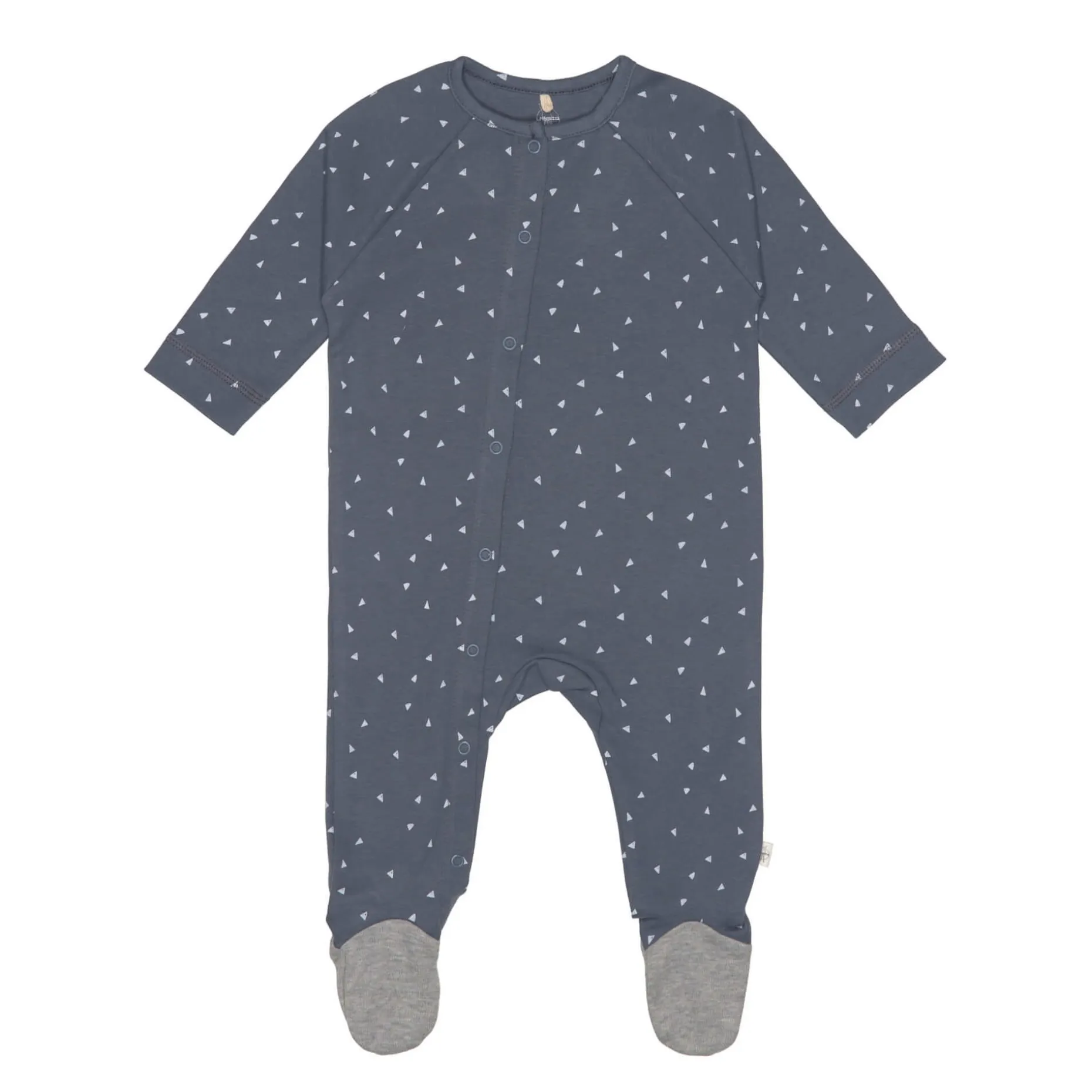 Baby Schlafanzug mit Füßen - Bio Baumwolle, Triangle, Blau