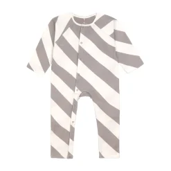 Baby Schlafoverall - Bio Baumwolle, Striped Nature Taupe