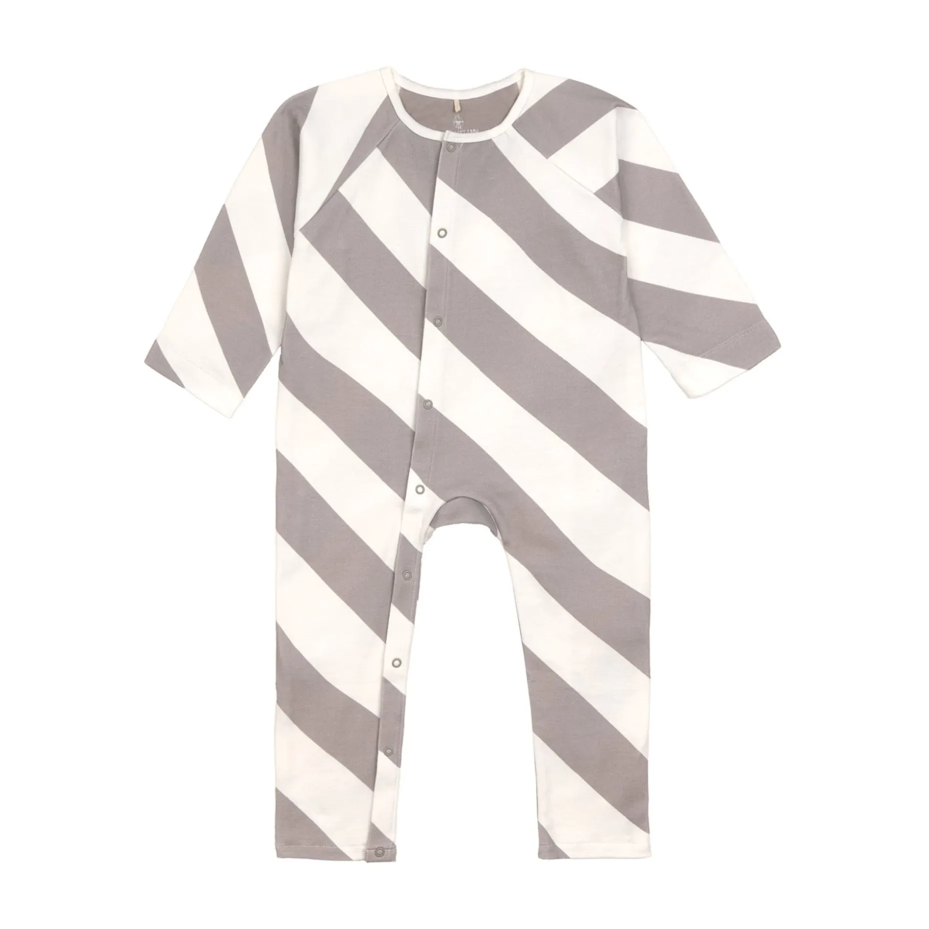 Baby Schlafoverall - Bio Baumwolle, Striped Nature Taupe