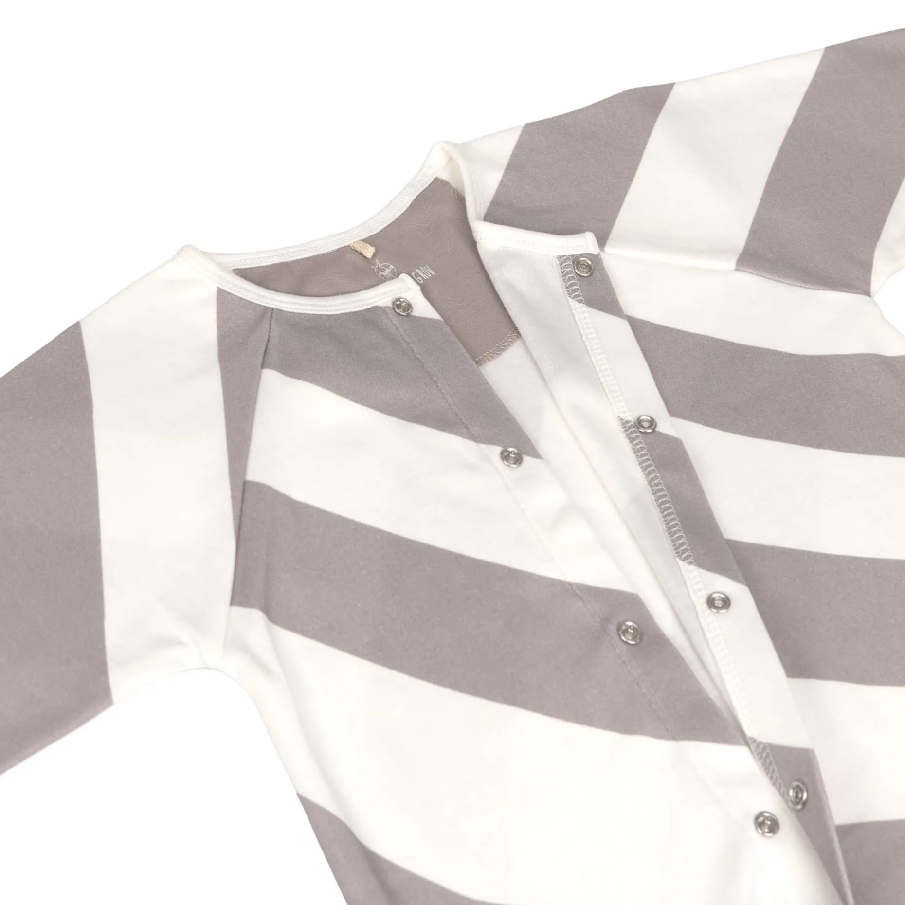 Baby Schlafoverall - Bio Baumwolle, Striped Nature Taupe