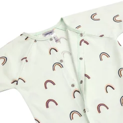 Baby Schlafoverall - Bio Baumwolle, Regenbogen, Mint