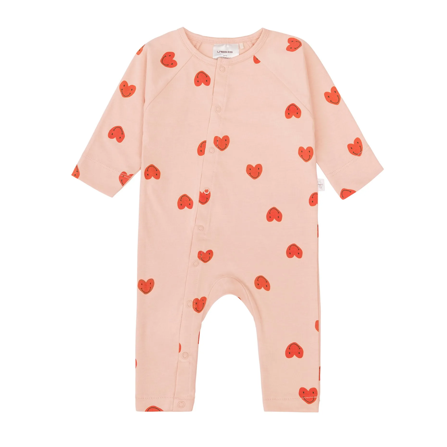 Baby Schlafoverall - Bio Baumwolle, Herzen, Rosa