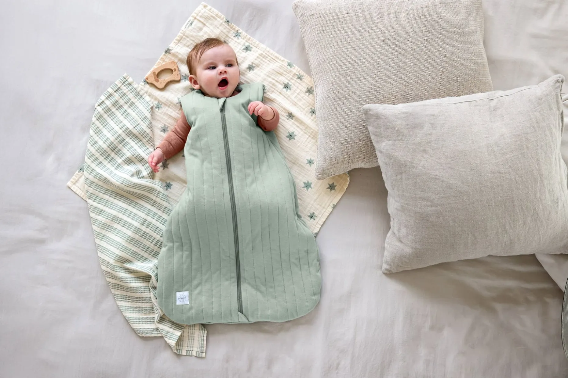 Baby Schlafsack 3 TOG - Bio Baumwolle, Granit Grün