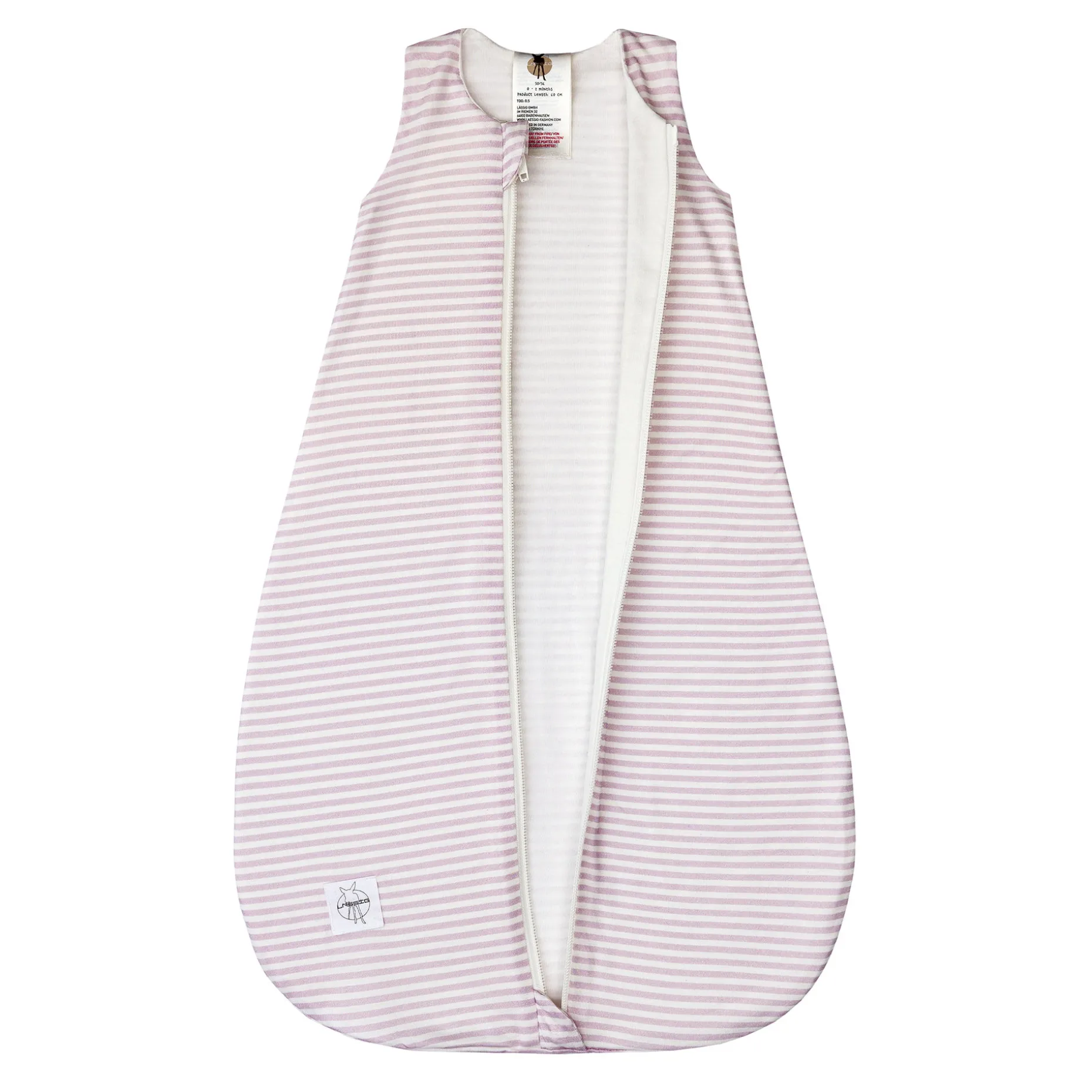 Baby Schlafsack 0,5 TOG - Gestreift, Lila Milky
