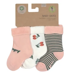 Baby Socken Frottee 3er Set - Little Gang, Kirsche Rosa