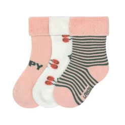 Baby Socken Frottee 3er Set - Little Gang, Kirsche Rosa