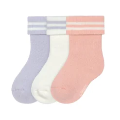 Baby Socken Frottee 3er Set - Little Gang, Gestreift Lila Rosa