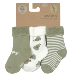 Baby Socken Frottee 3er Set - Little Gang, Birne Khaki