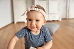 Baby Stirnband - Bio Baumwolle, Punkte, Rosa
