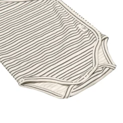 Baby Wickelbody kurzarm - Bio Baumwolle, Streifen, Grau
