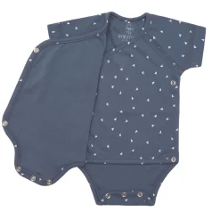 Baby Wickelbody kurzarm - Bio Baumwolle, Dreiecke, Blau