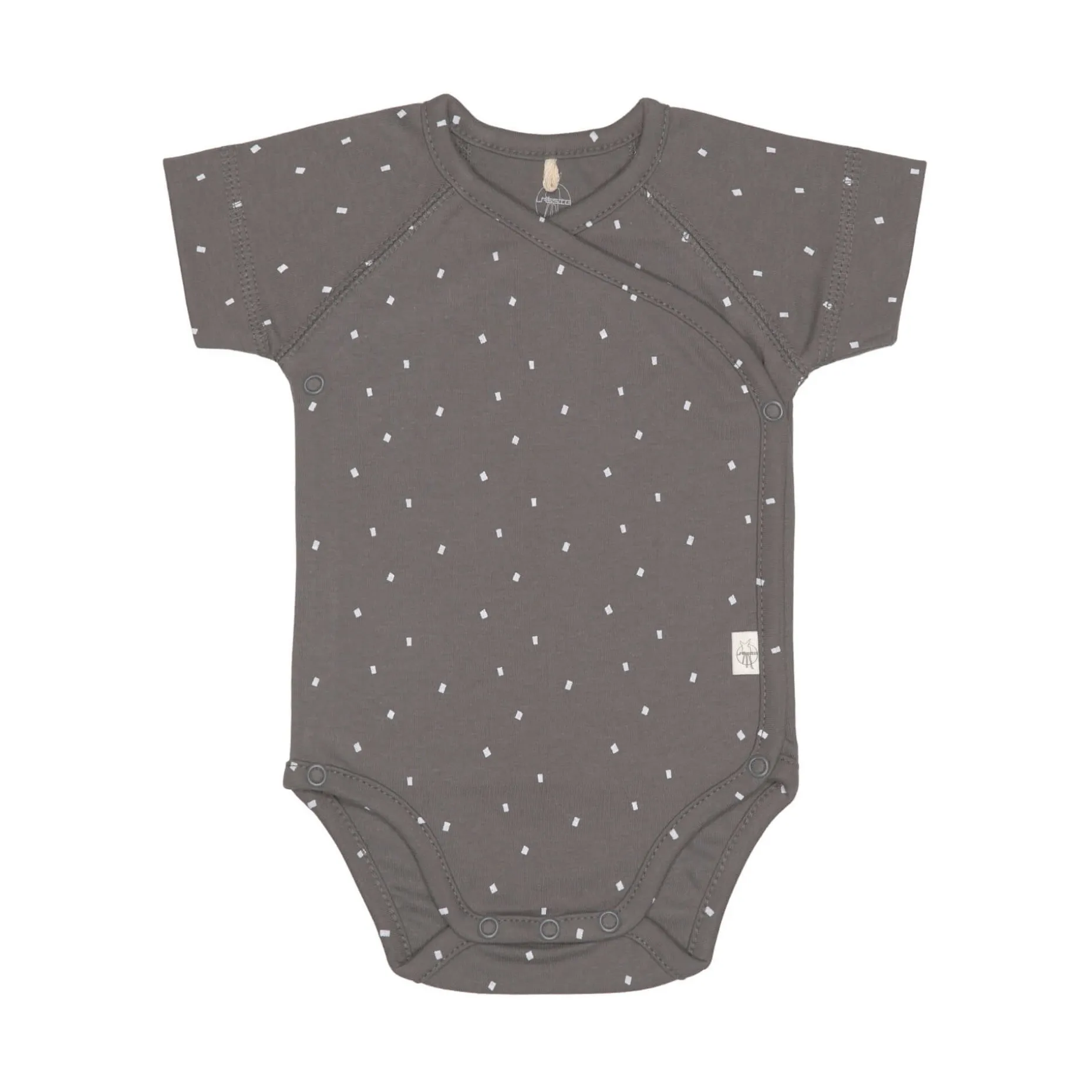 Baby Wickelbody kurzarm - Bio Baumwolle, Punkte, Anthrazit