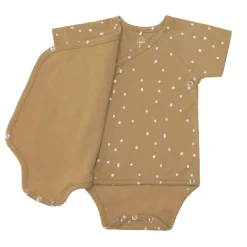 Baby Wickelbody kurzarm - Bio Baumwolle, Punkte, Gelb