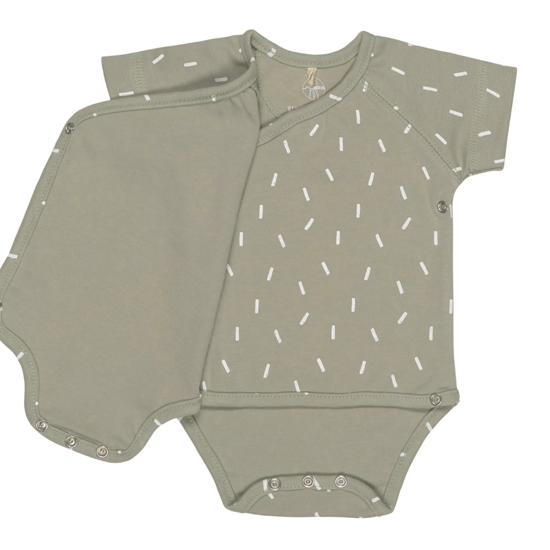 Baby Wickelbody kurzarm - Bio Baumwolle, Striche, Oliv