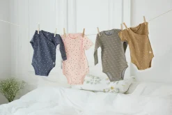 Baby Wickelbody langarm - Bio Baumwolle, Rosa