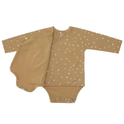 Baby Wickelbody langarm - Bio Baumwolle, Punkte, Gelb