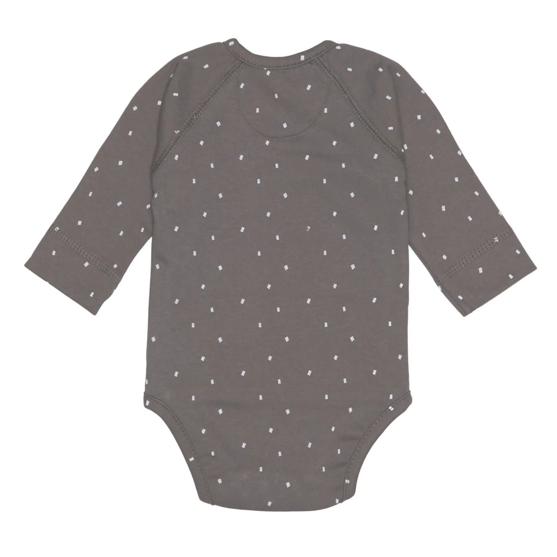 Baby Wickelbody langarm - Bio Baumwolle, Punkte, Anthrazit