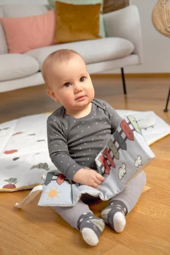Baby Wickelbody langarm - Bio Baumwolle, Punkte, Anthrazit
