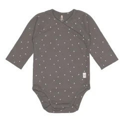 Baby Wickelbody langarm - Bio Baumwolle, Punkte, Anthrazit